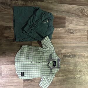 Green and Plaid Button-Up Shirts